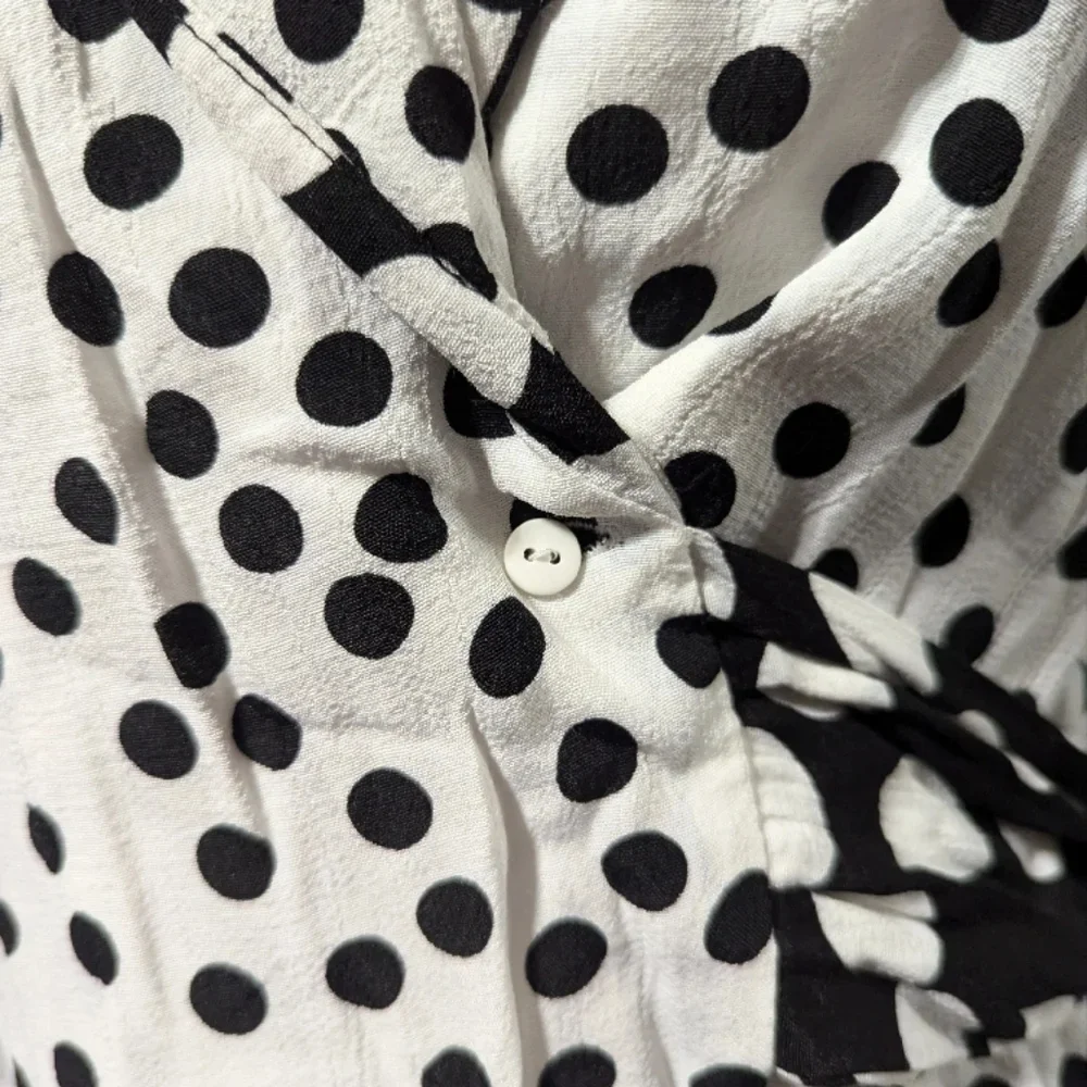 Zara TRF Viral Polka Dot Wrap Blouse with 3/4 Puff Sleeves